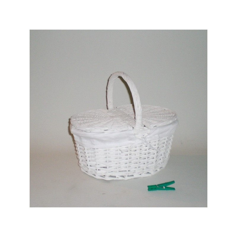 Comprar Cesta blanca con tapas y tela en CesteriaGretel.Com