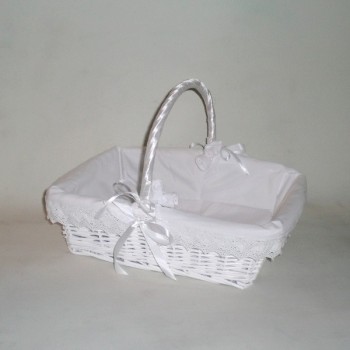 Comprar Cesta de mimbre rectangular blanca vestida en CesteriaGretel.Com