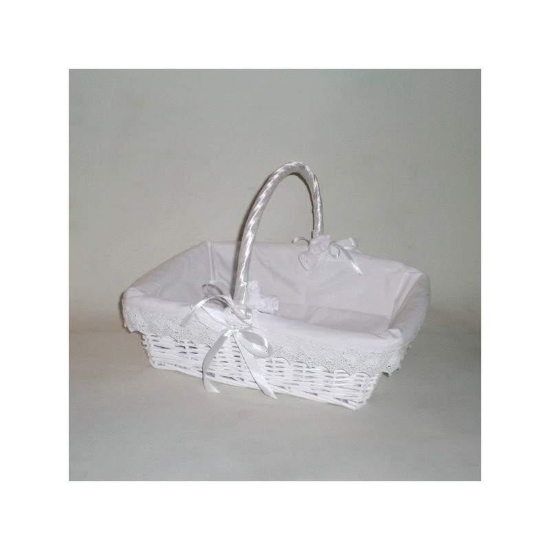 Comprar Cesta de mimbre rectangular blanca vestida en CesteriaGretel.Com