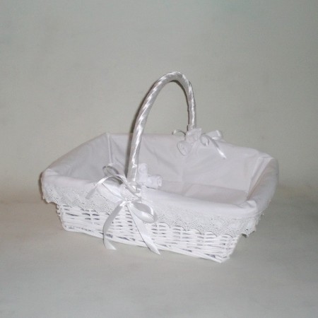 Comprar Cesta de mimbre rectangular blanca vestida en CesteriaGretel.Com