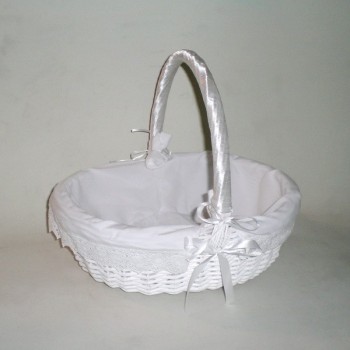 Comprar Cesta de mimbre oval blanca vestida en CesteriaGretel.Com