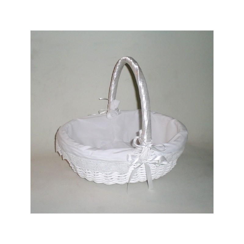 Comprar Cesta de mimbre oval blanca vestida en CesteriaGretel.Com