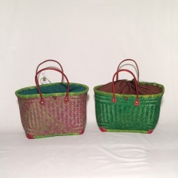 Capazo asa cuero c/cierre