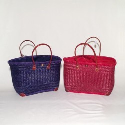 Capazo asa cuero c/cierre