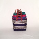 Capazo asa cuero cierre tela