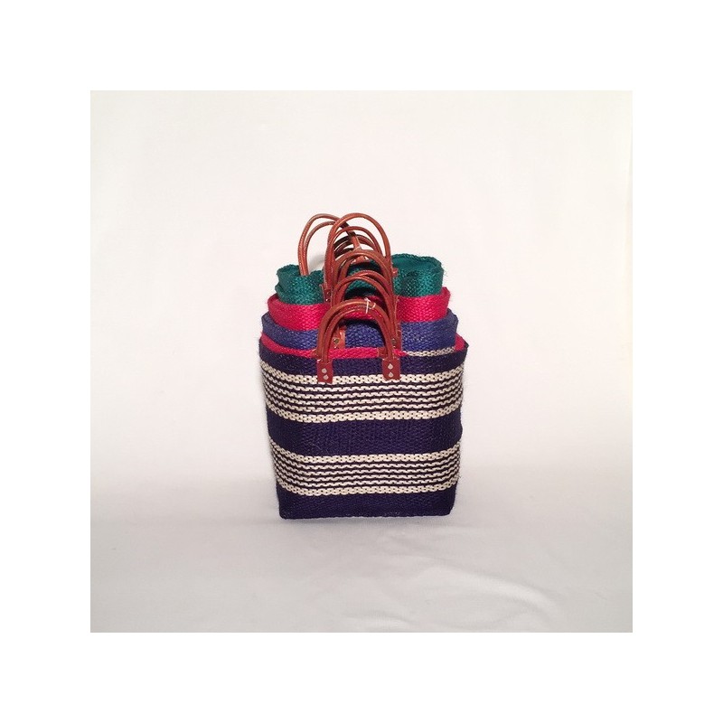 Capazo asa cuero cierre tela