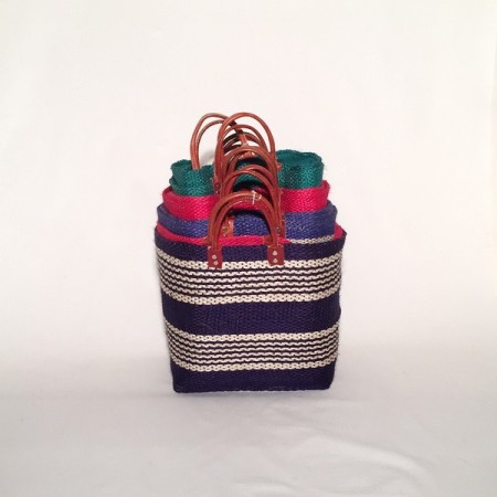 Capazo asa cuero cierre tela