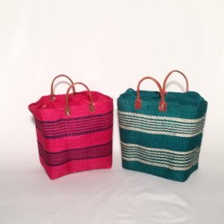 Capazo asa cuero cierre tela