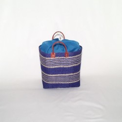 Capazo asa cuero cierre tela