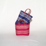 Capazo asa cuero cierre tela