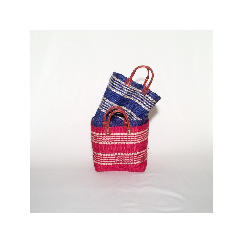 Capazo asa cuero cierre tela