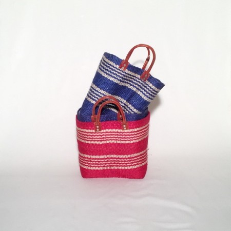 Capazo asa cuero cierre tela