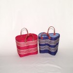 Capazo asa cuero cierre tela