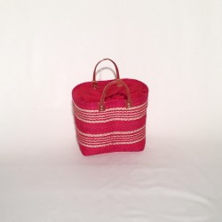 Capazo asa cuero cierre tela