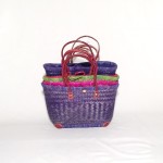 Capazo asa cuero cierre tela