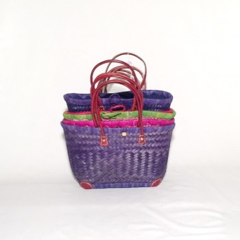 Capazo asa cuero cierre tela