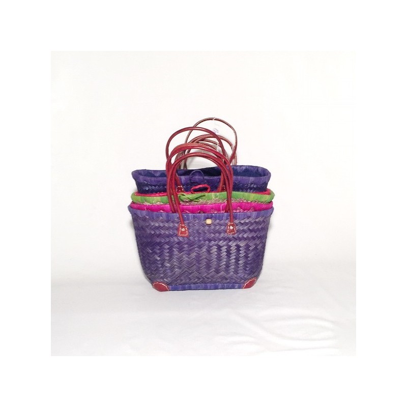 Capazo asa cuero cierre tela