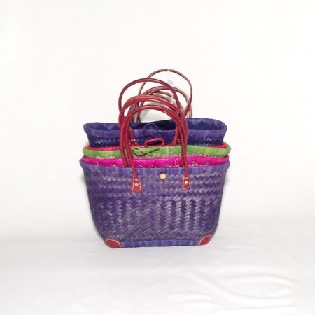 Capazo asa cuero cierre tela