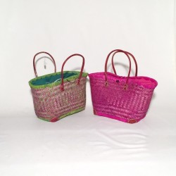 Capazo asa cuero cierre tela