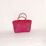 Capazo asa cuero cierre tela