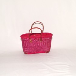 Capazo asa cuero cierre tela