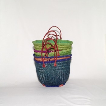 Capazo asa cuero cierre tela