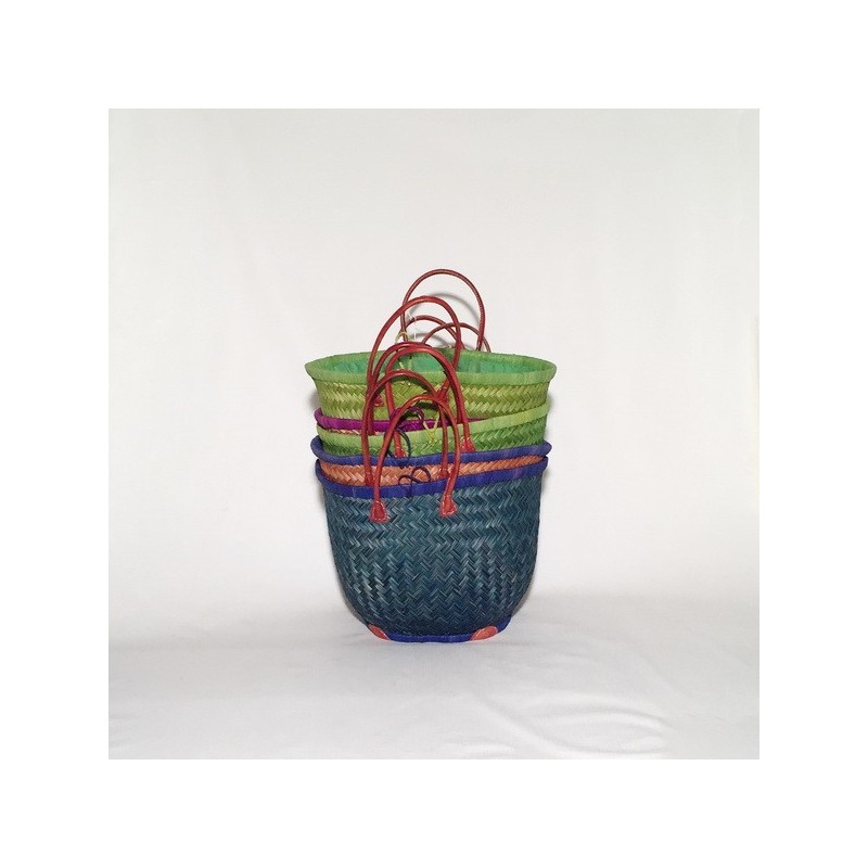 Capazo asa cuero cierre tela