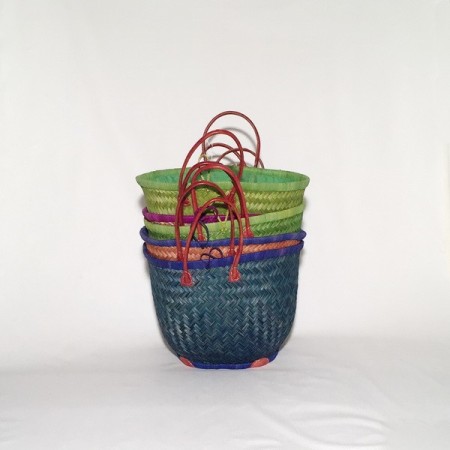 Capazo asa cuero cierre tela