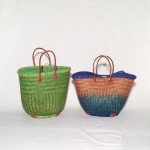 Capazo asa cuero cierre tela