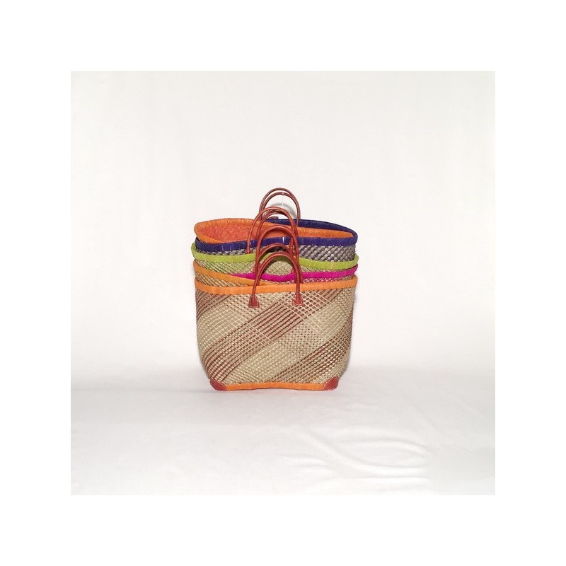 Capazo asa cuero cierre tela