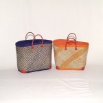 Capazo asa cuero cierre tela