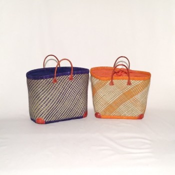 Capazo asa cuero cierre tela