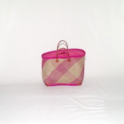 Capazo asa cuero cierre tela