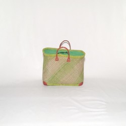 Capazo asa cuero cierre tela