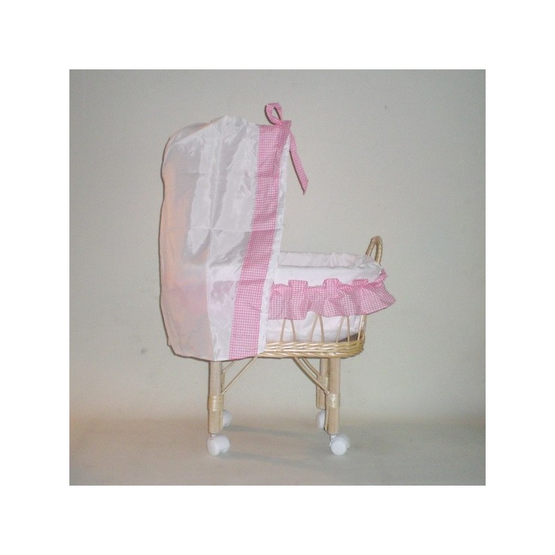 Comprar Cuna muñeca vestida de mimbre con dosel en CesteriaGretel.Com