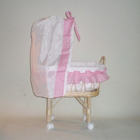 Comprar Cuna muñeca vestida de mimbre con dosel en CesteriaGretel.Com