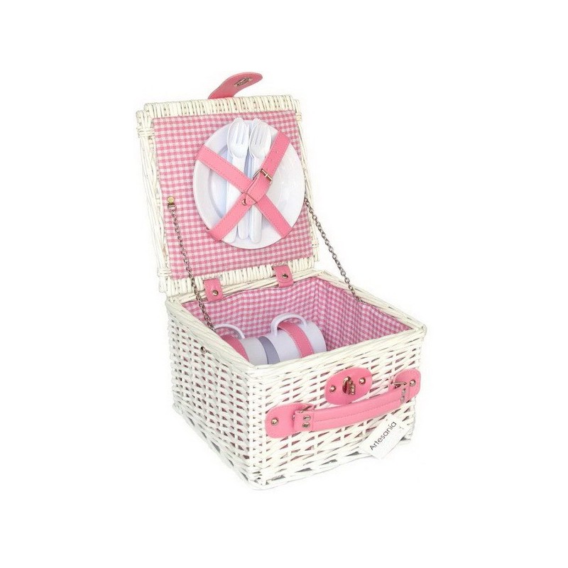 Cesto picnic blanco/rosa