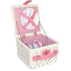 Cesto picnic blanco/rosa