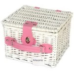Cesto picnic blanco/rosa