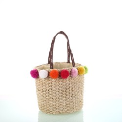 Bolso paja maiz con borlas