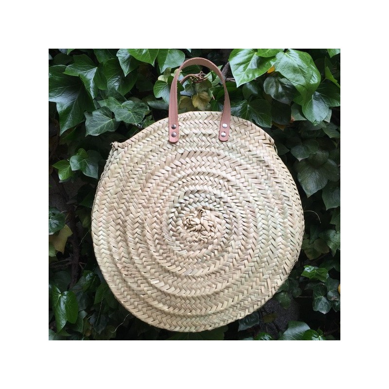 Bolso palma redondo asas de cuero