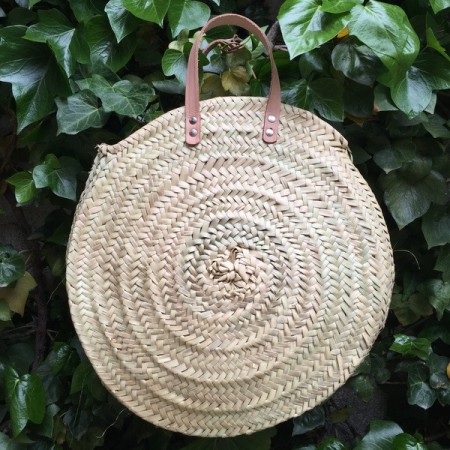 Bolso palma redondo asas de cuero