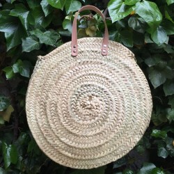 Bolso palma redondo asas de cuero