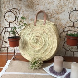 Bolso palma redondo asas de cuero