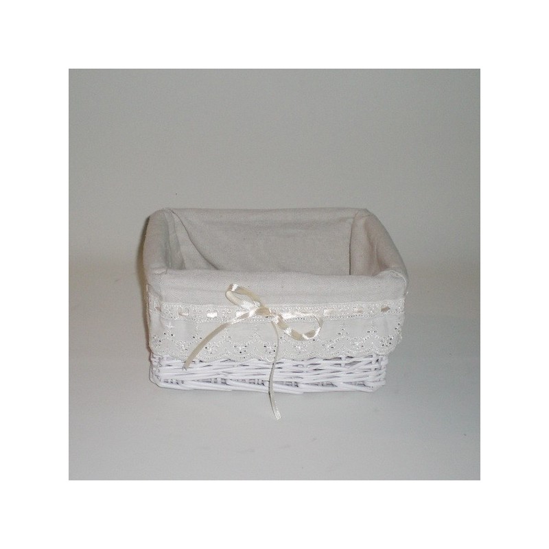 Comprar Cesta blanca con tela de lazo en CesteriaGretel.Com