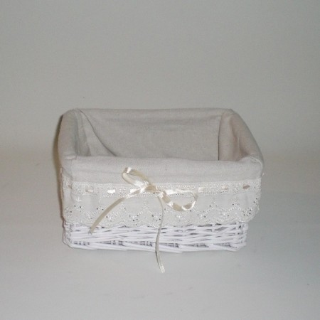 Comprar Cesta blanca con tela de lazo en CesteriaGretel.Com