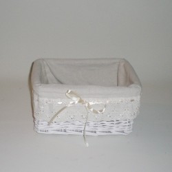 Comprar Cesta blanca con tela de lazo en CesteriaGretel.Com