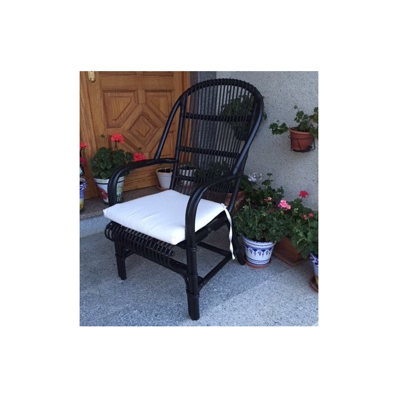 Sillón bambú negro c/asiento