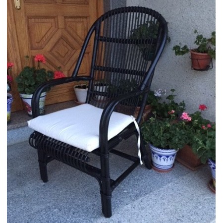 Sillón bambú negro c/asiento