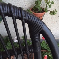 Sillón bambú negro c/asiento